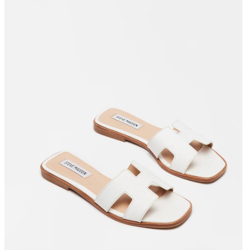 Steve Madden White Slide Sandals